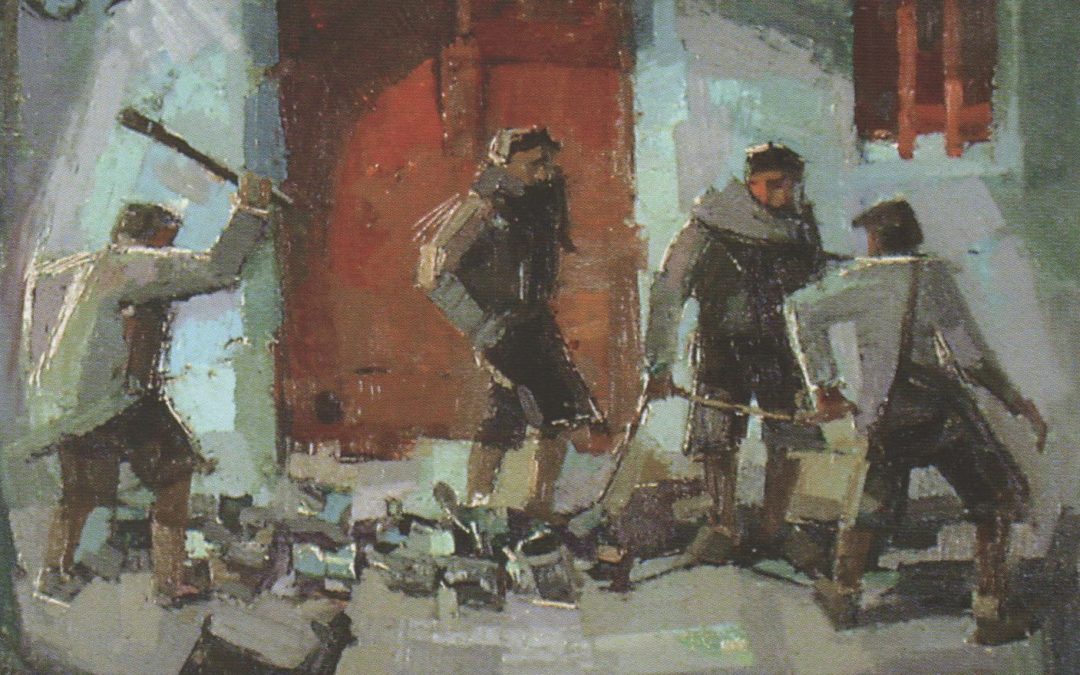 Los Calderos de Nochebuena. Óleo Manuel Mora Yuste.