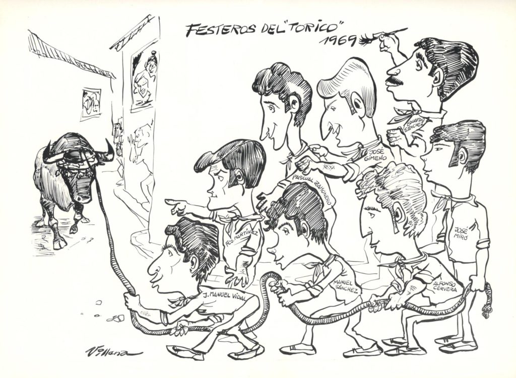 Programa fiestas 1969. Clavarios. Caricatura de Villana.