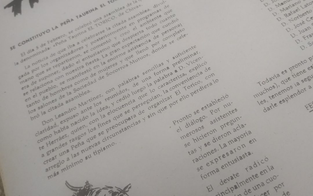 Noticia de la constitución de la Peña.